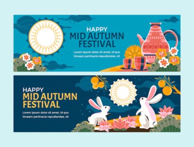 Free Vector | Flat mid-autumn festival horizontal banner template