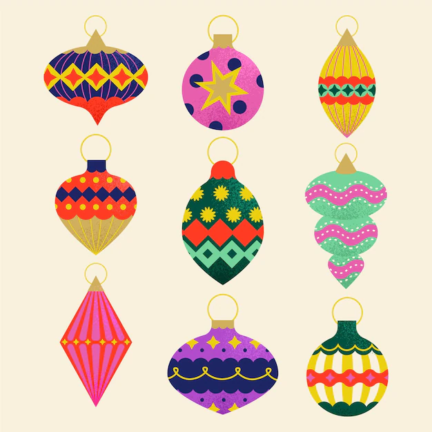 Free Vector | Hand drawn flat christmas ball ornaments collection