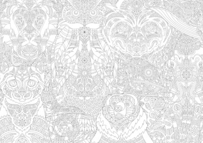Free Vector | Illustration of animal adult coloring page