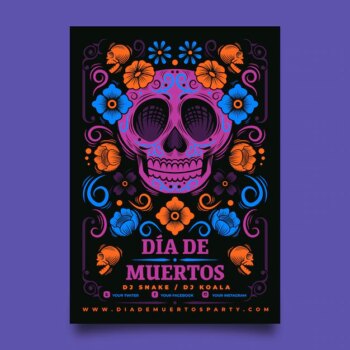 Free Vector | Hand drawn flat dia de muertos vertical poster template