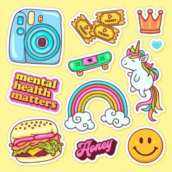 Free Vector | Sticker icons hand drawn doodle