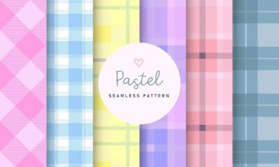 Free Vector | Pastel tartan check plaid seamless pattern collection