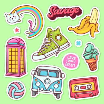 Free Vector | Sticker icons hand drawn doodle