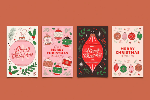 Free Vector | Hand drawn ornamental christmas cards collection