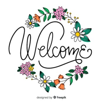 Free Vector | Floral welcome lettering concept