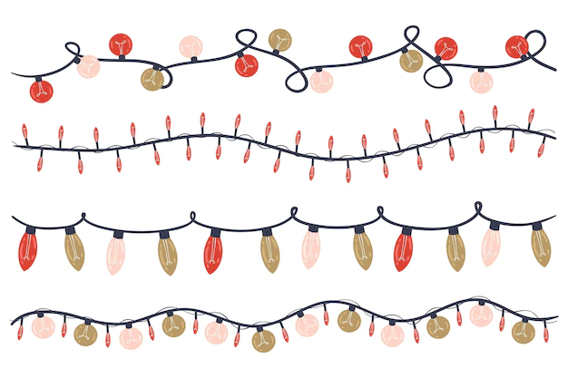 Free Vector | Hand drawn christmas lights collection