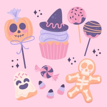 Free Vector | Flat halloween candy elements collection
