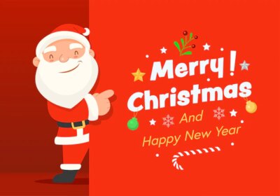 Free Vector | Merry christmas and happy new year with santa claus.