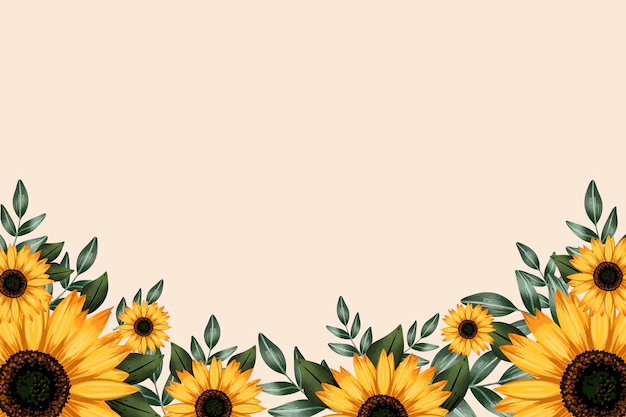 Free Vector | Watercolor sunflower border