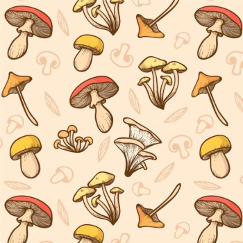 Free Vector | Hand drawn mushroom pattern