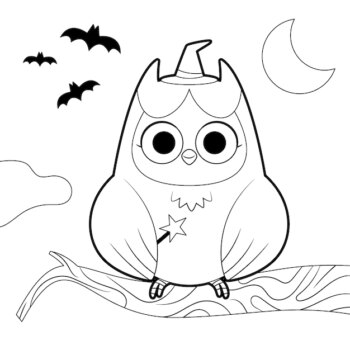 Free Vector | Flat halloween coloring page illustration