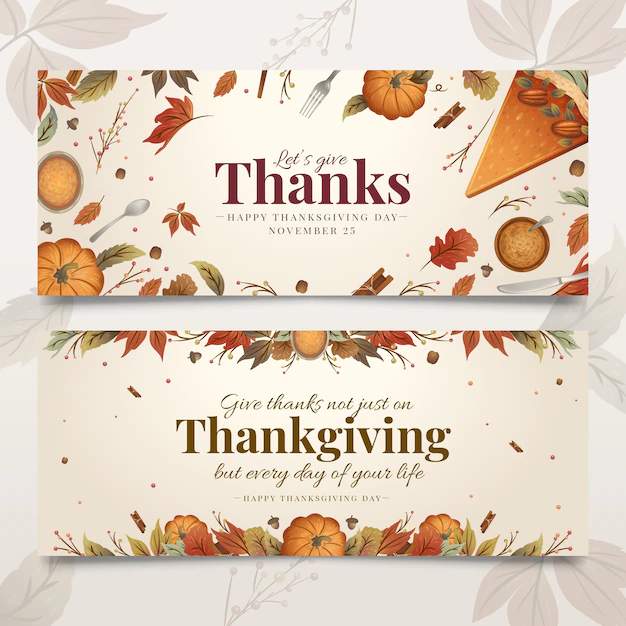 Free Vector | Hand drawn thanksgiving banners