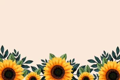 Free Vector | Watercolor sunflower border