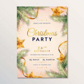 Free Vector | Realistic christmas party poster template