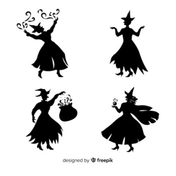 Free Vector | Silhouette of a halloween witch