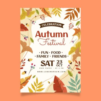 Free Vector | Flat autumn vertical flyer template