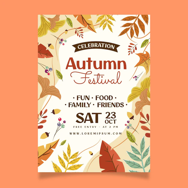 Free Vector | Flat autumn vertical flyer template