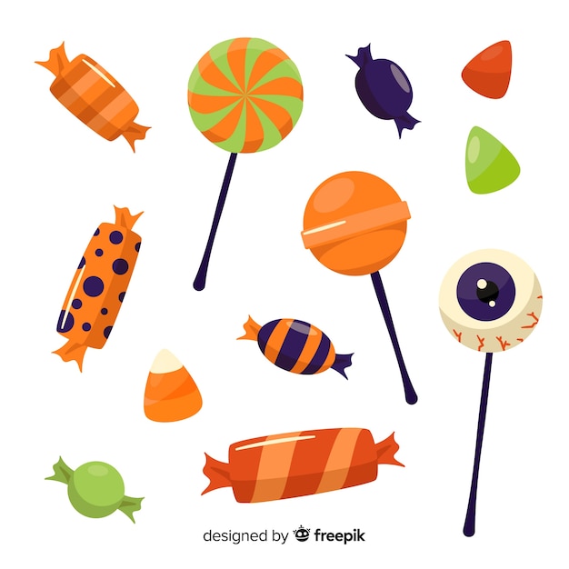 Free Vector | Hand drawn halloween candy collection