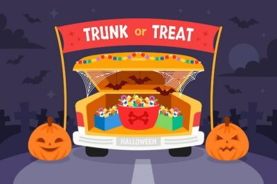 Free Vector | Flat trunk or treat background