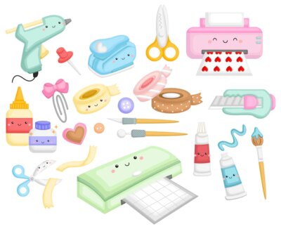 Free Vector | A collection of crafting tools and supplies