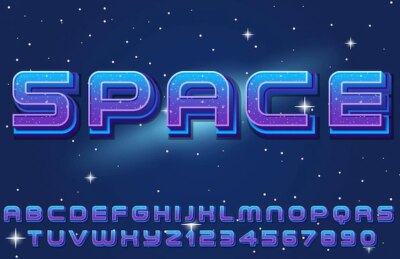 Free Vector | A set of english alphabet space font on space background