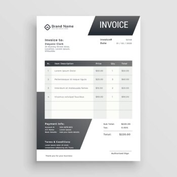Free Vector | Abstract black invoice template design