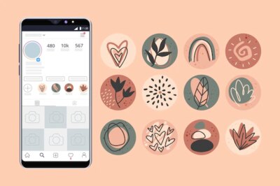 Free Vector | Abstract hand drawn instagram highlights