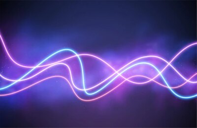 Free Vector | Abstract wave neon shape on pink smoke background