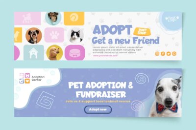 Free Vector | Adopt a pet banner template