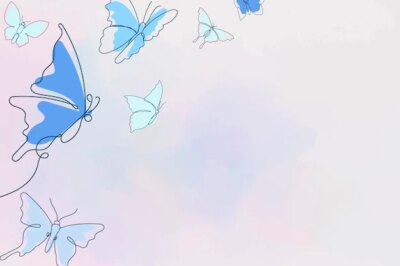 Free Vector | Aesthetic butterfly background, blue border, vector animal illustration
