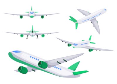 Free Vector | Airplane from different angles flat illustration