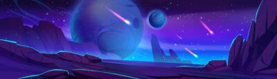 Free Vector | Alien planet landscape night martian surface