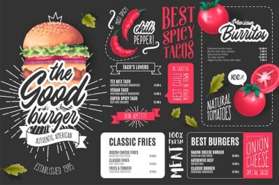 Free Vector | American restaurant menu template with illustrations