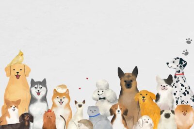 Free Vector | Animal background vector with cute pets illustration