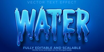 Free Vector | Aqua water text effect, editable blue and liquid text style