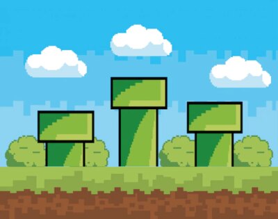 Free Vector | Arcade game world and pixel scene