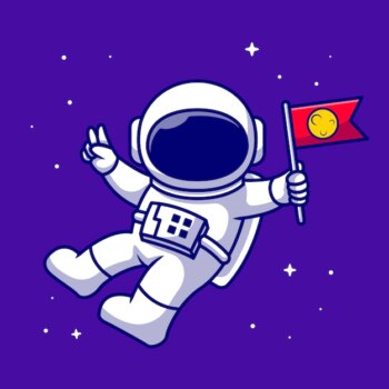 Free Vector | Astronaut holding flag in space cartoon   icon illustration. technology space icon   isolated    . flat cartoon style