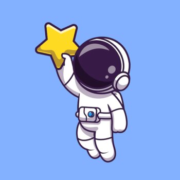 Free Vector | Astronaut holding star cartoon vector icon illustration. space technology icon concept isolated premium vector. flat cartoon style
