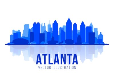Free Vector | Atlanta georgia  city silhouette skyline vector background flat trendy illustration business travel and tourism concept with modern buildings image for presentation banner website