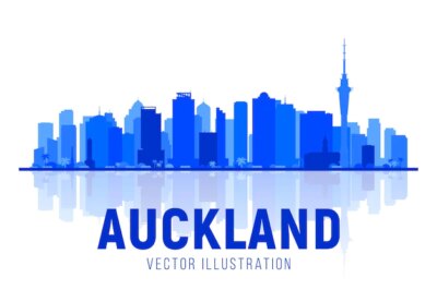Free Vector | Auckland  new zealand  skyline city silhouette skyline vector background vector illustration business travel and tourism concept with modern buildings image for presentation banner website