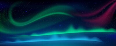 Free Vector | Aurora borealis northern lights in arctic sky at night vector cartoon illustration of winter sky wit...