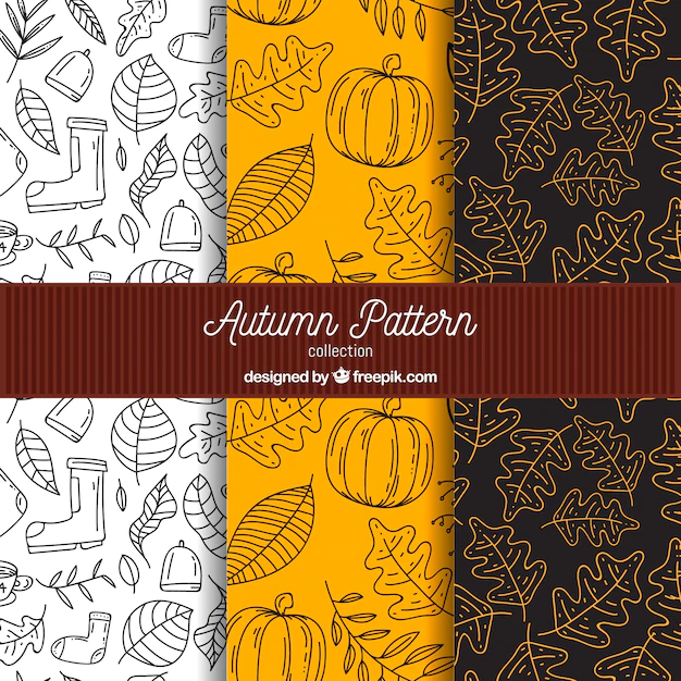 Free Vector | Autumn patterns collection with elements free vector