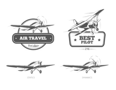 Free Vector | Aviation badges logos and emblems labels. aircraft and plane, pilot and travel, vector illustration