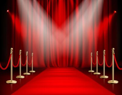 Free Vector | Awards show red carpet path with golden barrier illustration