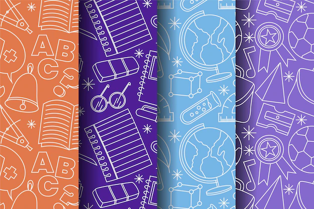 Free Vector | Back to school pattern collection