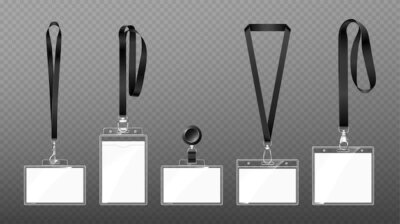 Free Vector | Badges on lanyards with lobster clasp or hooks