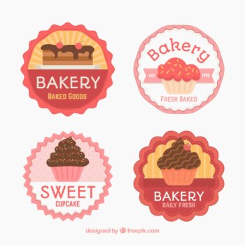 Free Vector | Bakery stickers collection in flat style