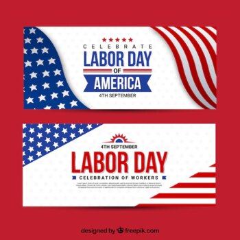 Free Vector | Banners with american labor day banner