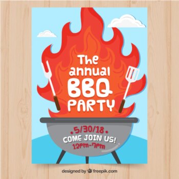 Free Vector | Barbecue party invitation