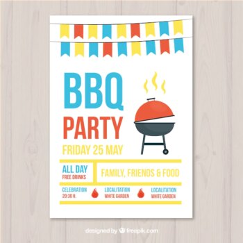 Free Vector | Bbq party invitation in flat design